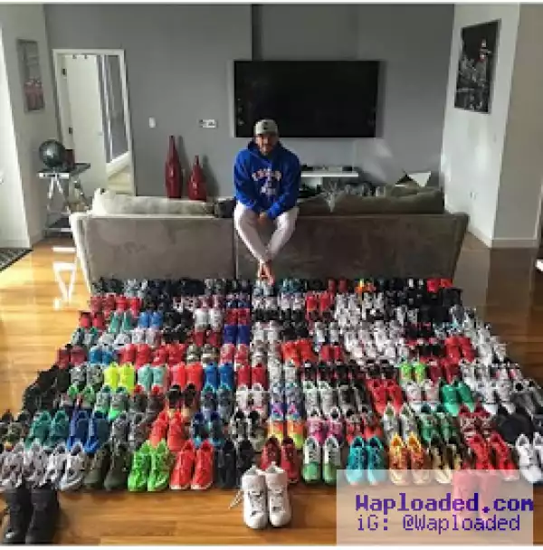 Fitness Entrepreneur, Devin Physique shows off his collection of sneakers